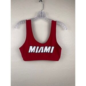 NBA Ultra Game Miami Heat Sports Bra Red White Graphic Crop Top Small C17